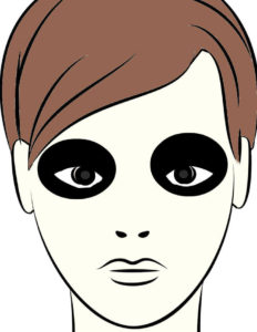 黒く塗りつぶした目