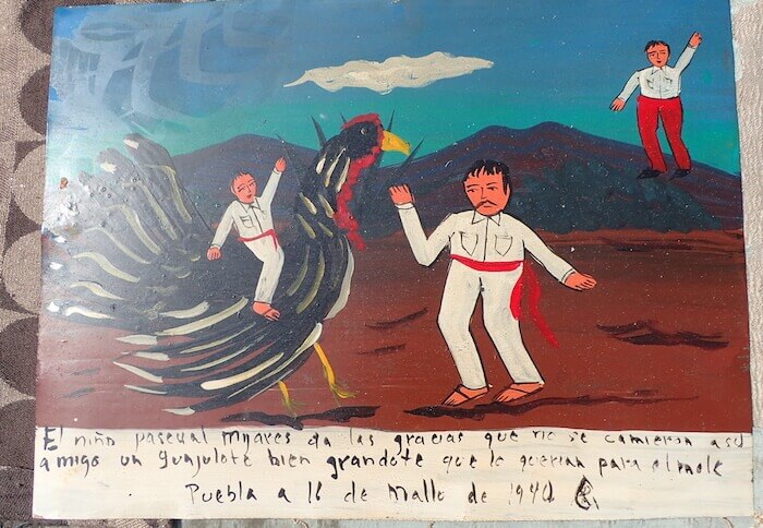 風景画 雪山と馬に乗った人物 メキシコで購入したもの